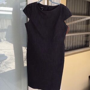 Alyx Distresses black denim Cap-Sleeve Midi Sheath Dress